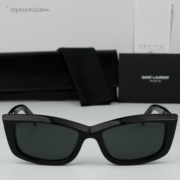 BRAND NEW Saint Laurent SL658 001 Black Rectangle Unisex Sunglasses - Picture 1 of 12